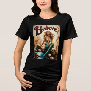 T-shirt En Tri-matière Croyez la sirène Vintage La magie océanique des fe
