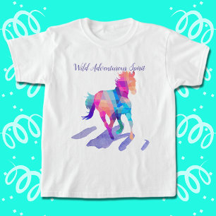 T-shirt En Tri-matière Cubisme arc-en-ciel courir Cheval sauvage