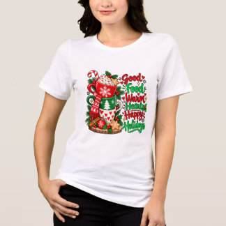 T-shirt En Tri-matière Cuisine de Noël Bonnes Nourritures Cœurs Chauds