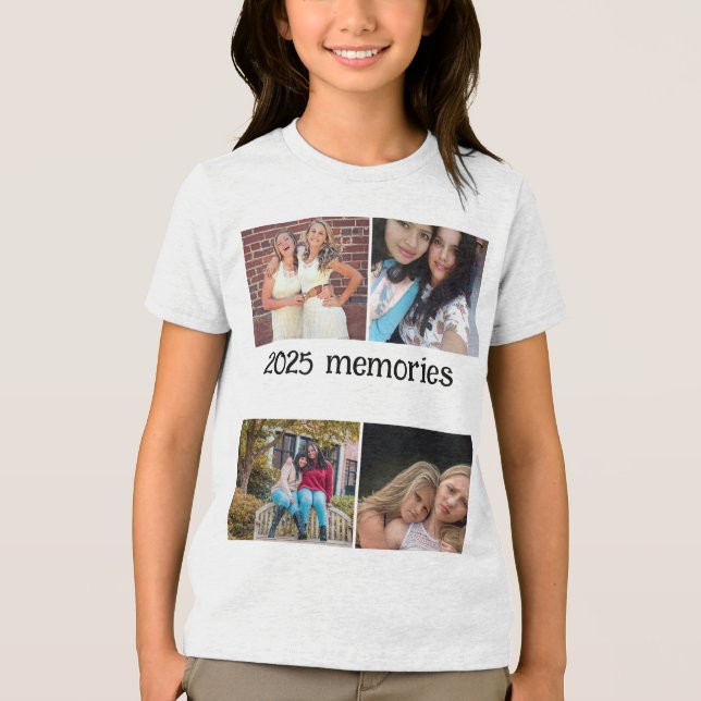 T-SHIRT  EN TRI-MATIÈRE CUSTOM  2025 MEMORIES 4 PHOTO COLLAGE (Recto)