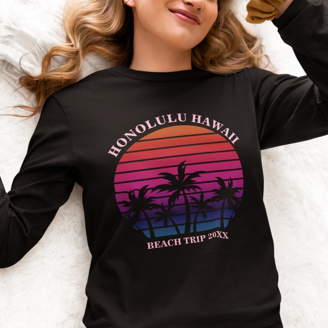T-shirt En Tri-matière Custom Beach Trip Tropical Long Sleeve Women's (Créateur téléchargé)