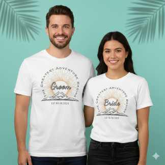 T-shirt En Tri-matière Custom Bride Mountain Sun Adventure Begins WedDay 