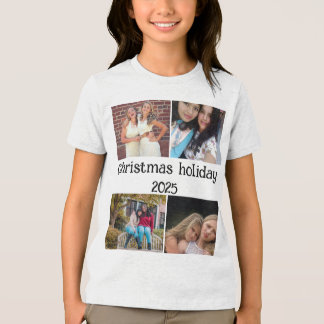 T-SHIRT EN TRI-MATIÈRE CUSTOM CHRISTMAS HOLIDAY 4 PHOTO COLLAGE