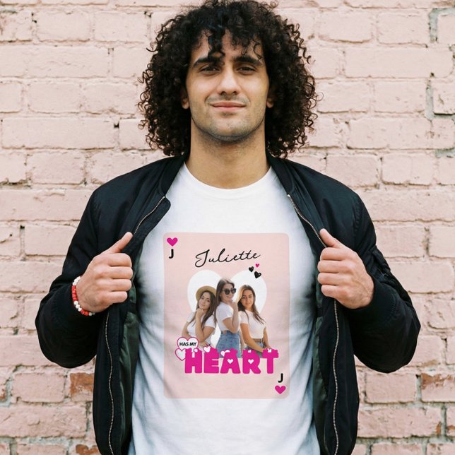 T-shirt En Tri-matière Custom Girlfriend Photos With Name Valentine Heart (Custom Girlfriend Photos With Name Valentine Heart Tri-Blend Shirt)