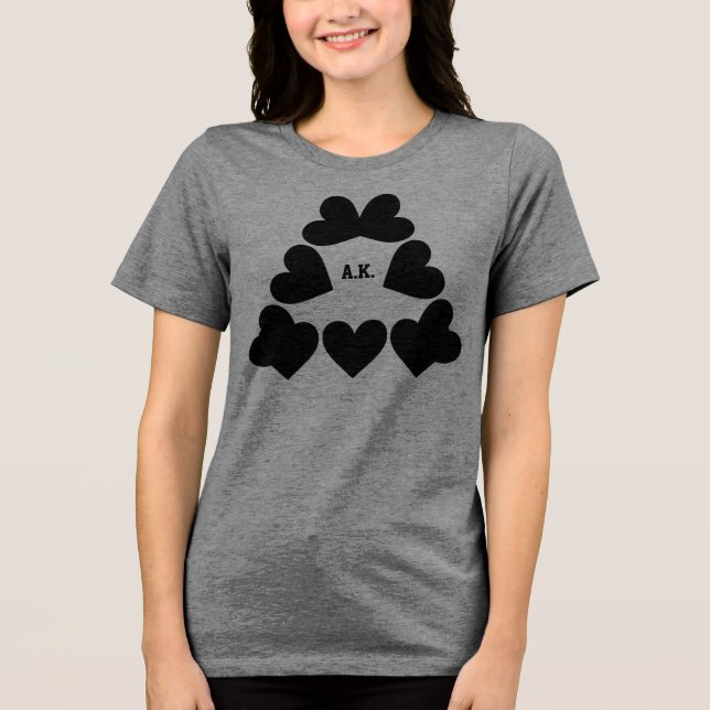 T-shirt En Tri-matière Custom Initials Heart Triangle Ladies (Recto)