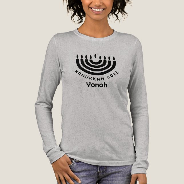 T-shirt En Tri-matière Custom Matching Hanukkah 2025 Menorah Minimalist (Recto)
