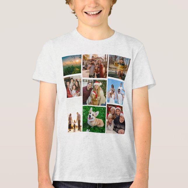 T-shirt En Tri-matière Custom Photo Collage Shirt, Custom 9 Photos   (Recto)