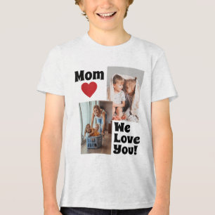 T-shirt En Tri-matière Custom We Love You Mom Photo - Personnaliser Avec 