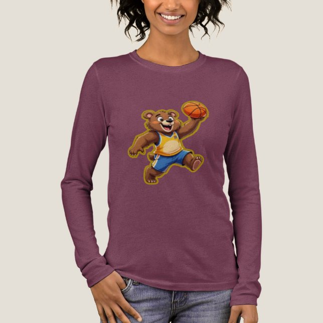 T-shirt En Tri-matière Cute 3D Teddy Bear Playing Basketball – Adorable S (Recto)