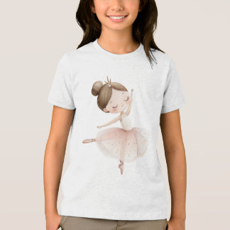 T-shirt En Tri-matière Cute Ballerina Pink Gold Stars Watercolor Girl