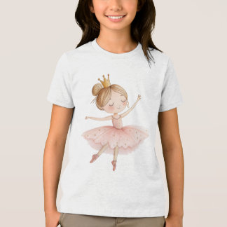 T-shirt En Tri-matière Cute Ballerina Starry Tutu Gold Crown Watercolor