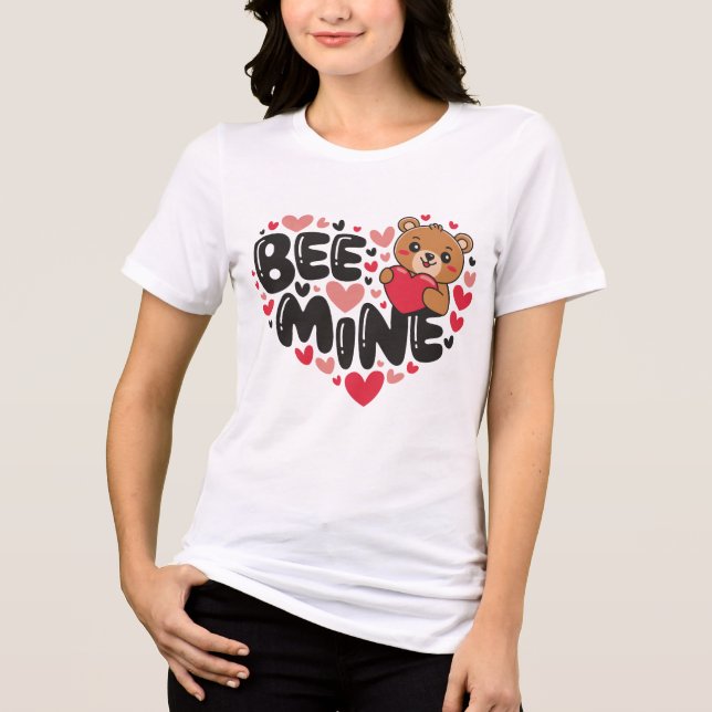 T-shirt En Tri-matière Cute Bee Mine Teddy Bear Valentine's Day (Recto)