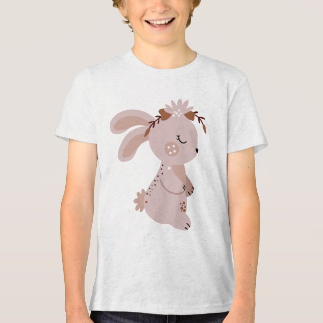 T-shirt En Tri-matière Cute Boho Bunny with Floral Headband  (Recto)