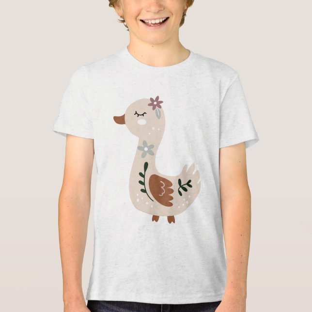 T-shirt En Tri-matière Cute Boho Goose Illustration in Neutral Pastel  (Recto)