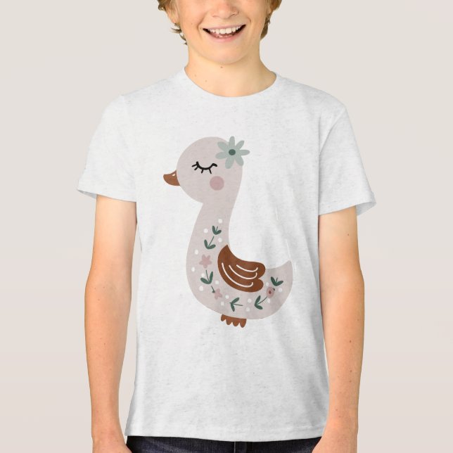 T-shirt En Tri-matière Cute Boho Goose with Floral Details Pastel (Recto)