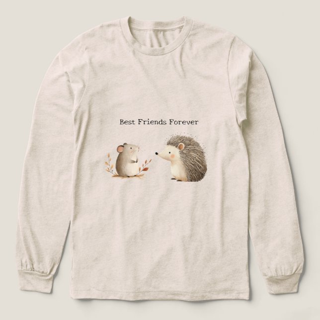 T-shirt En Tri-matière Cute Brown Cream Hedgehog Mouse Best Friends (Motif devant)