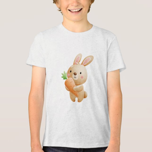T-shirt En Tri-matière Cute Bunny Holding Carrot Illustration (Recto)