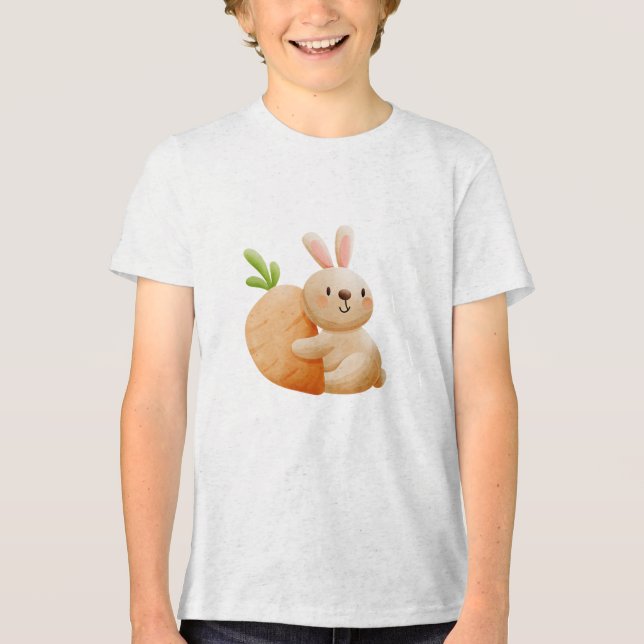 T-shirt En Tri-matière Cute Bunny Hugging Carrot (Recto)