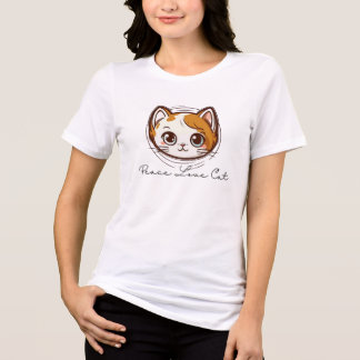 T-shirt En Tri-matière Cute Cartoon Cat Face Illustration