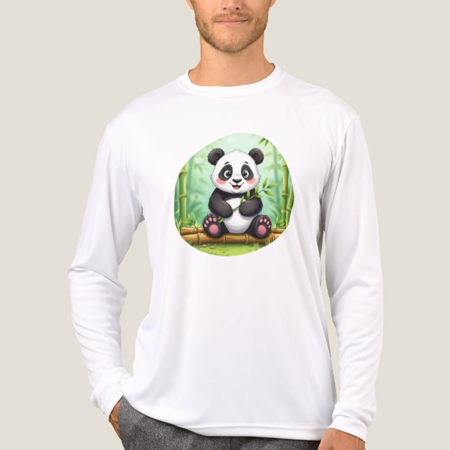 T-shirt En Tri-matière Cute Cartoon Panda on Bamboo Patch (Recto)