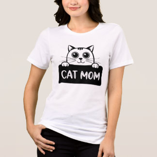 T-shirt En Tri-matière Cute Cat Mom | Funny Peeking Cat Gift for Her