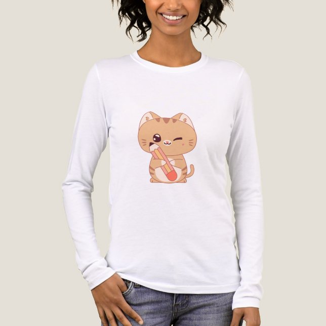 T-SHIRT  EN TRI-MATIÈRE CUTE CAT STUDENT CATS AMATEURS DE CONCEPTION (Recto)
