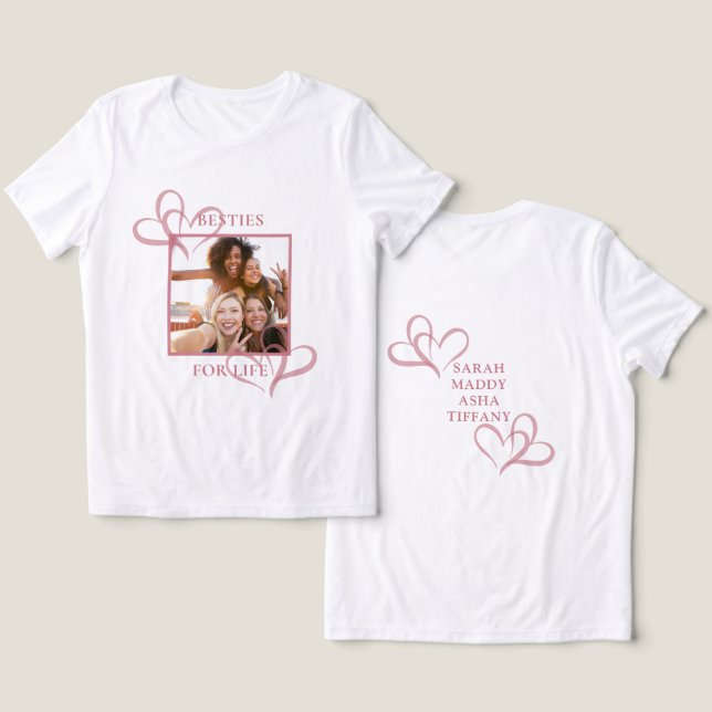 T-shirt En Tri-matière Cute Chic Pink Hearts Besties Photo Galentines Day (Design Recto & Verso)