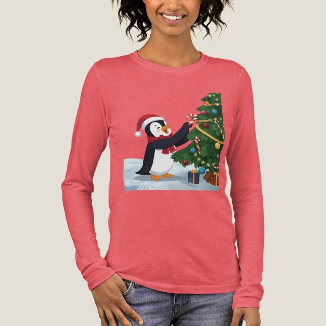 T-shirt En Tri-matière Cute Christmas Penguin T-Shirt (Recto)