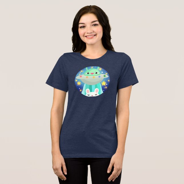 T-shirt En Tri-matière Cute Espace Créature Et Lapin Lapin Lapin (Recto plein)