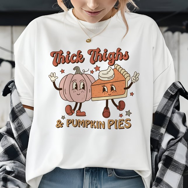 T-shirt En Tri-matière Cute Fall Retro Épais cuisses et Citrouilles tarte (Créateur téléchargé)