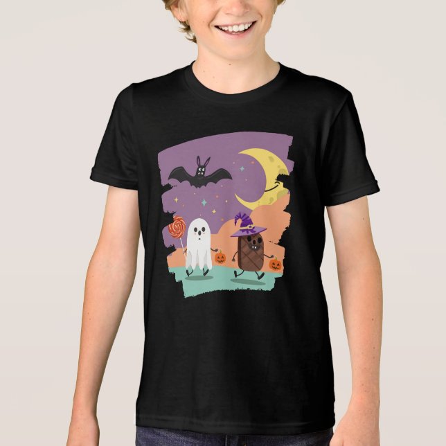 T-shirt En Tri-matière Cute Fantôme d'Halloween et amis de bonbons (Recto)