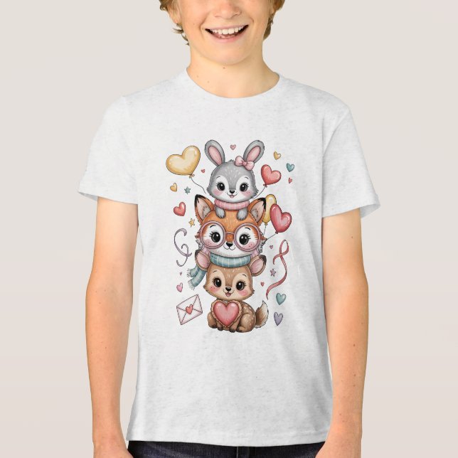 T-shirt En Tri-matière Cute forest animals for Valentine's Day (Recto)