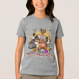T-shirt En Tri-matière Cute Halloween Animaux de ferme Typographie