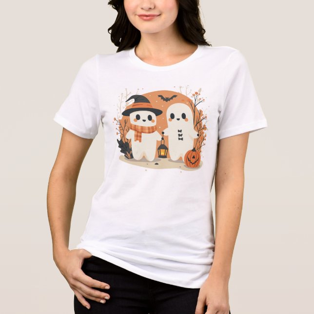 T-shirt En Tri-matière Cute Halloween Ghosts T-Shirt (Recto)