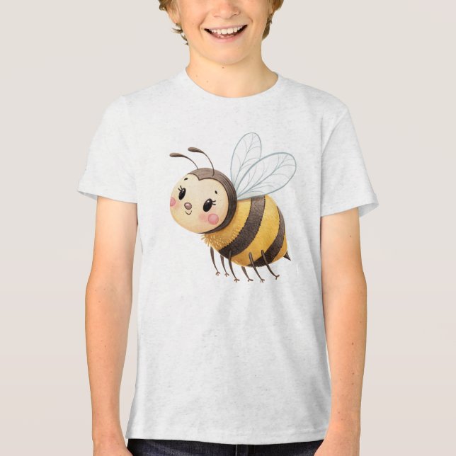 T-shirt En Tri-matière Cute Happy Bumblebee Illustration (Recto)