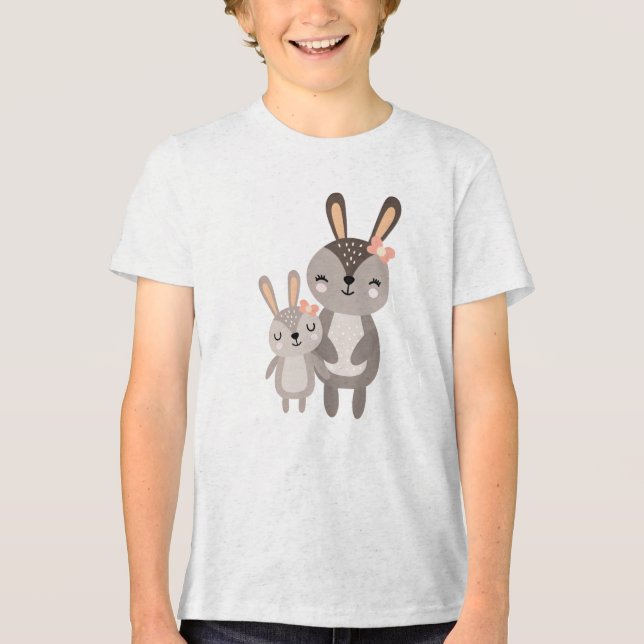 T-shirt En Tri-matière Cute Mama Bunny Standing with Baby Bunny (Recto)