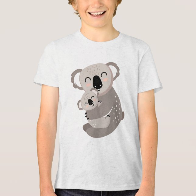 T-shirt En Tri-matière Cute Mama Koala Hugging Baby Joey Illustration (Recto)