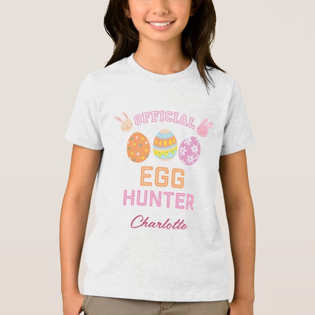 T-shirt En Tri-matière Cute Official Egg Hunter Easter Kids Name (Recto)