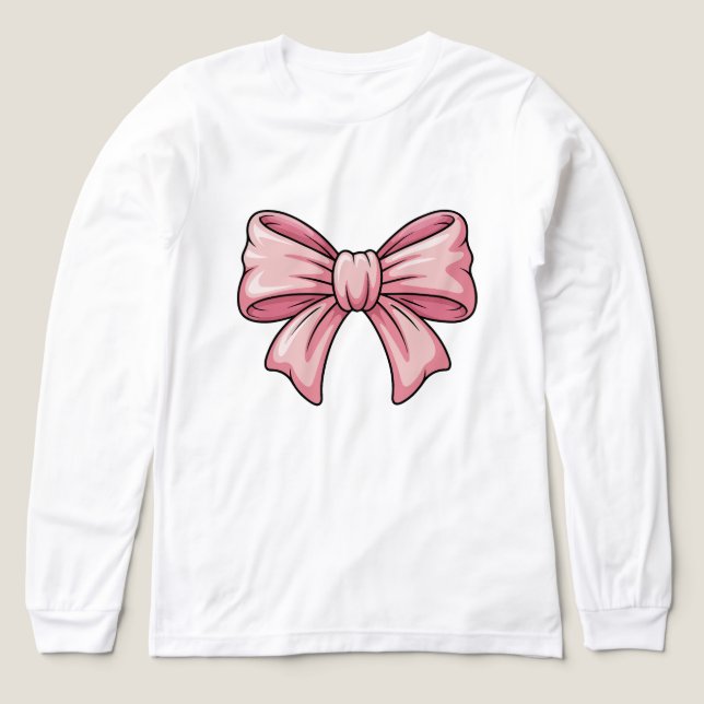 T-shirt En Tri-matière Cute Pink Bow Coquette Aesthetic Long Sleeve  (Motif recto)