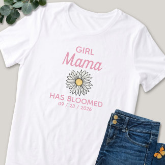 T-shirt En Tri-matière Cute Pink & White Girl Mama Established Date