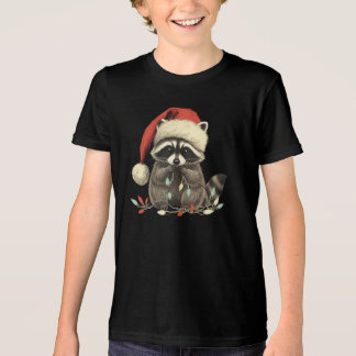 T-shirt En Tri-matière cute raccoon Chew Christmas Light Xmas Holiday