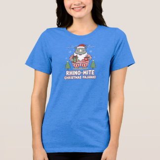 T-shirt En Tri-matière Cute Rhino Christmas Pajamas PNG | Funny Holiday
