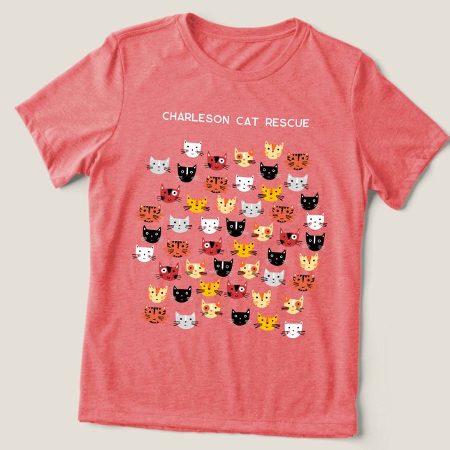 T-shirt En Tri-matière Cute Secourt de chat personnalisée (Fun kitty cat rescue custom text triblend t-shirt)