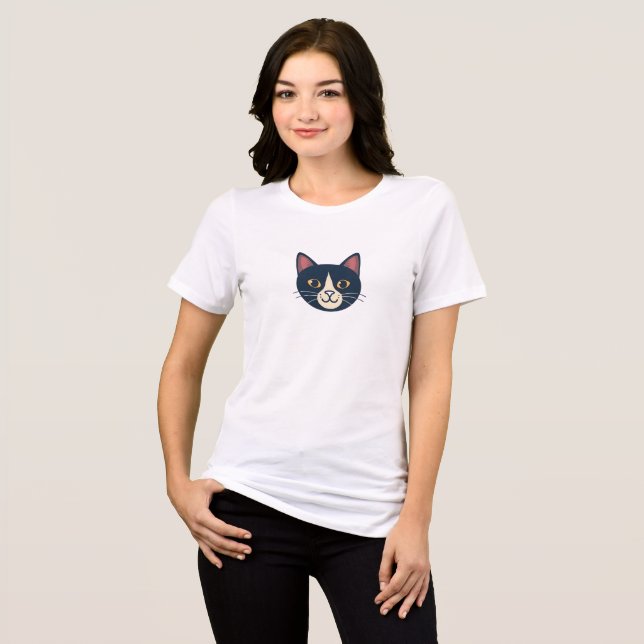 T-shirt En Tri-matière Cute Smiling Cat Face Minimal Women’s T-Shirt (Recto plein)