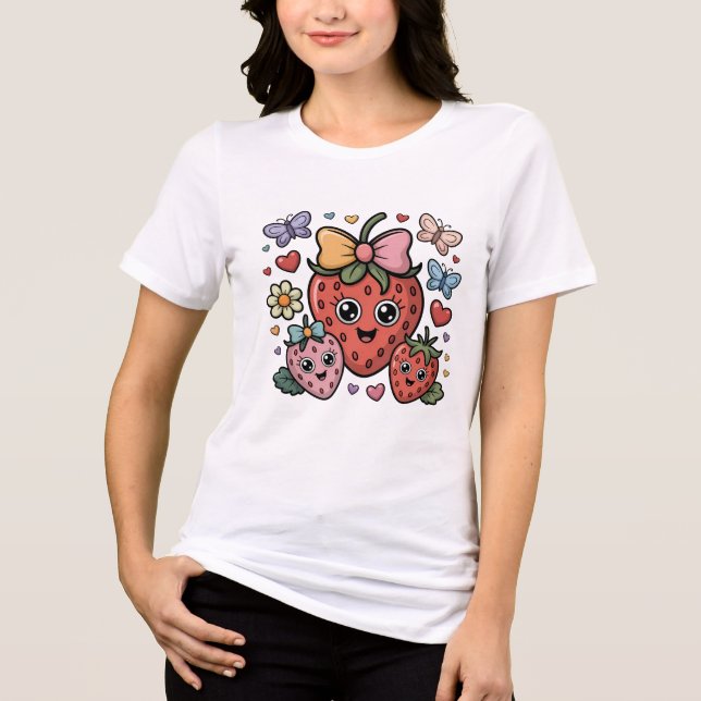 T-shirt En Tri-matière Cute Strawberry Fruit (Recto)