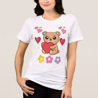 T-shirt En Tri-matière Cute Teddy Bear Saint-Valentin