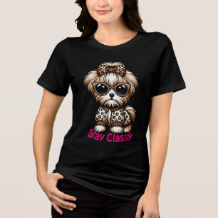 T-shirt En Tri-matière Cute Terrier Yorkshire Chiot 'Stay Classy' Personn