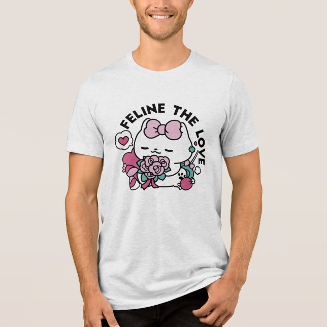 T-shirt En Tri-matière Cute Valentine's Cat Design - Feline the Love (Recto)