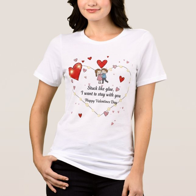 T-shirt En Tri-matière Cute Valentine's day couple hearts custom (Recto)