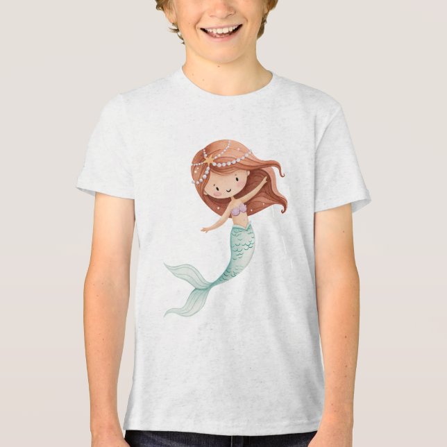 T-shirt En Tri-matière Cute Watercolor Mermaid Illustration (Recto)